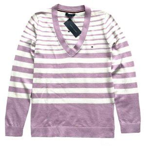 Tommy Hilfiger Women's Striped V-neck Sweater